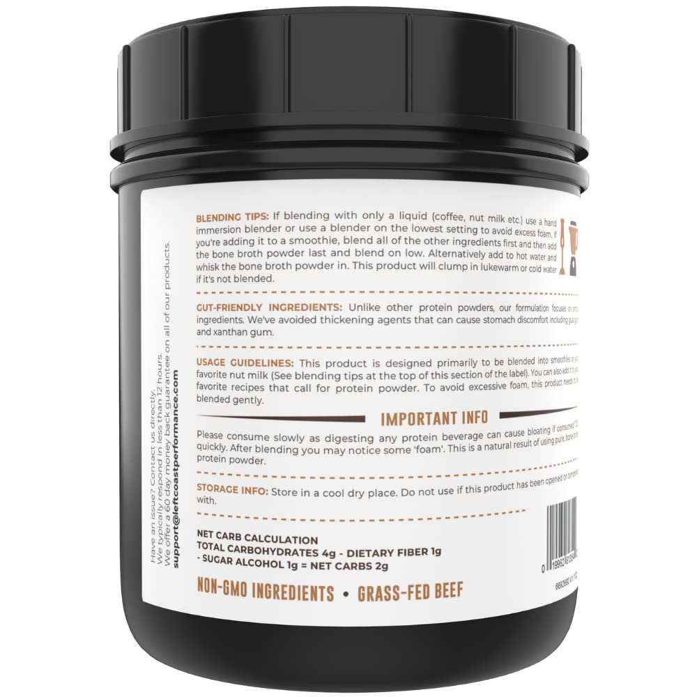 Left Coast Performance Vanilla & Chocolate Bone Broth Protein Powder, 32 oz