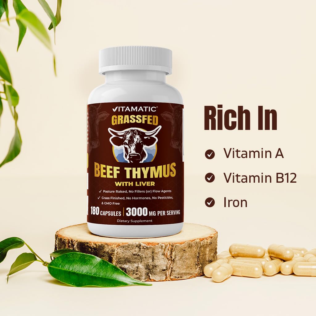 Vitamatic Grass-Fed Beef Thymus + Liver Capsules 180