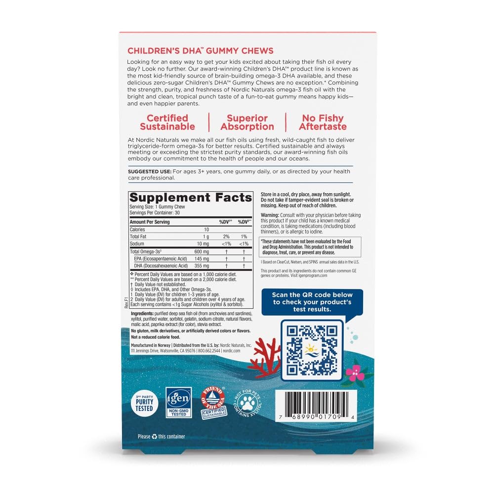 Nordic Naturals Zero Sugar Children’s DHA Gummy Chews - 30 Gummies