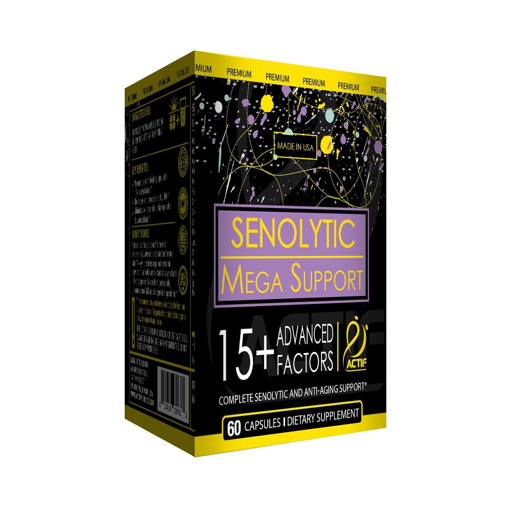 ACTIF Senolytic Support with 15+ Advanced Factors – Non-GMO, Fast-Acting, Made in USA, 60 Count Capsules