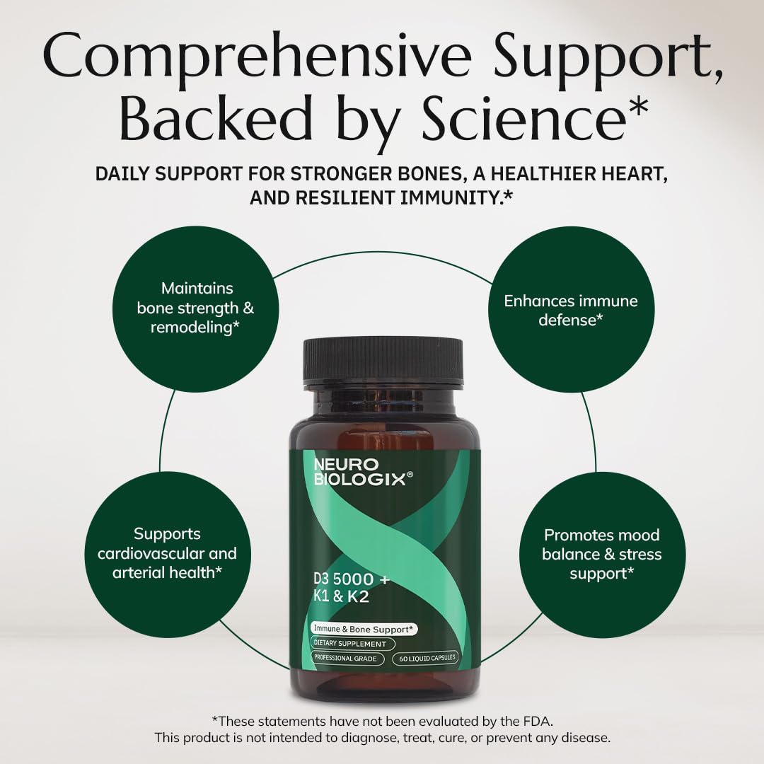 Neurobiologix Vitamin D3 5000 IU with K1 & K2 Capsule, 1 Count