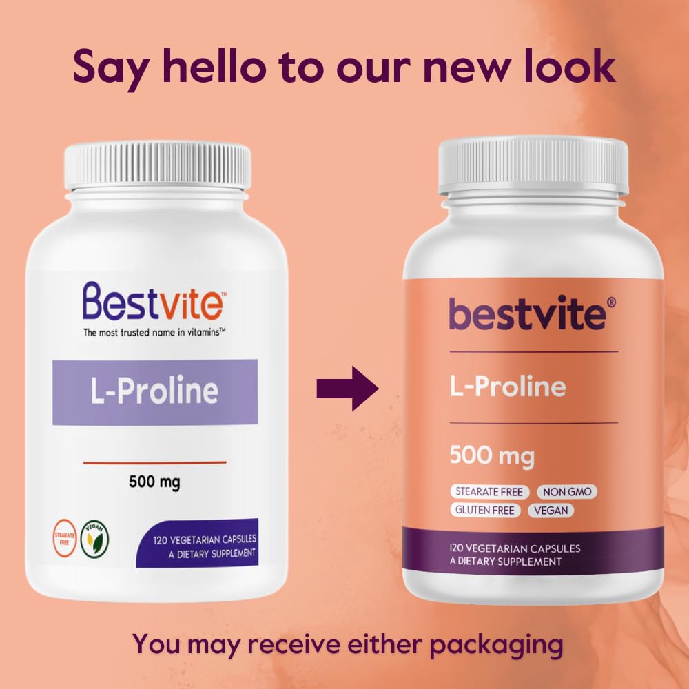 BESTVITE L-Proline 500mg Capsules 240 Count