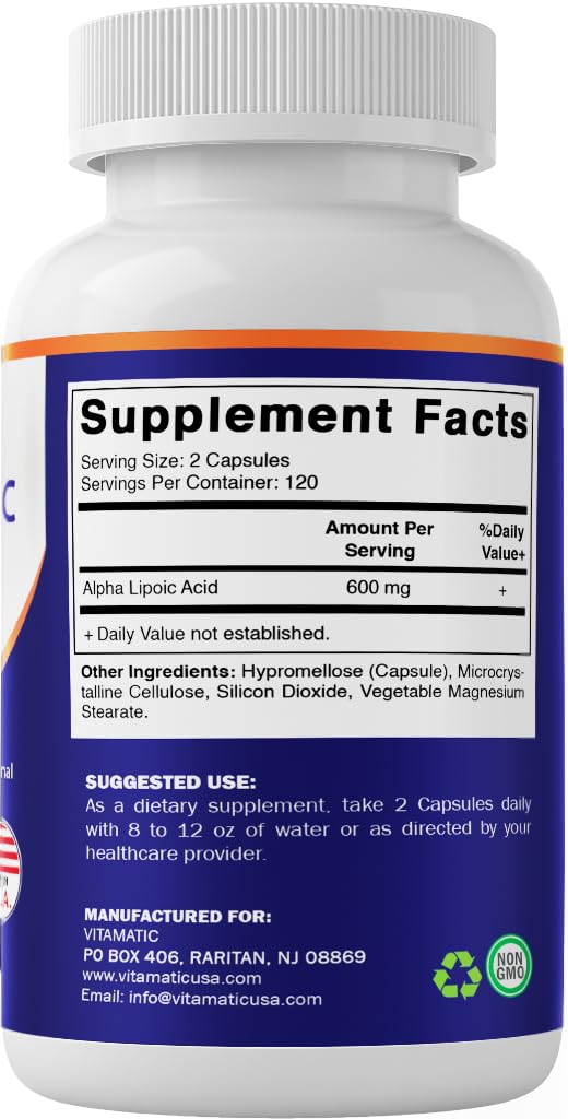 Vitamatic Alpha Lipoic Acid 600mg Capsules, 480 Count