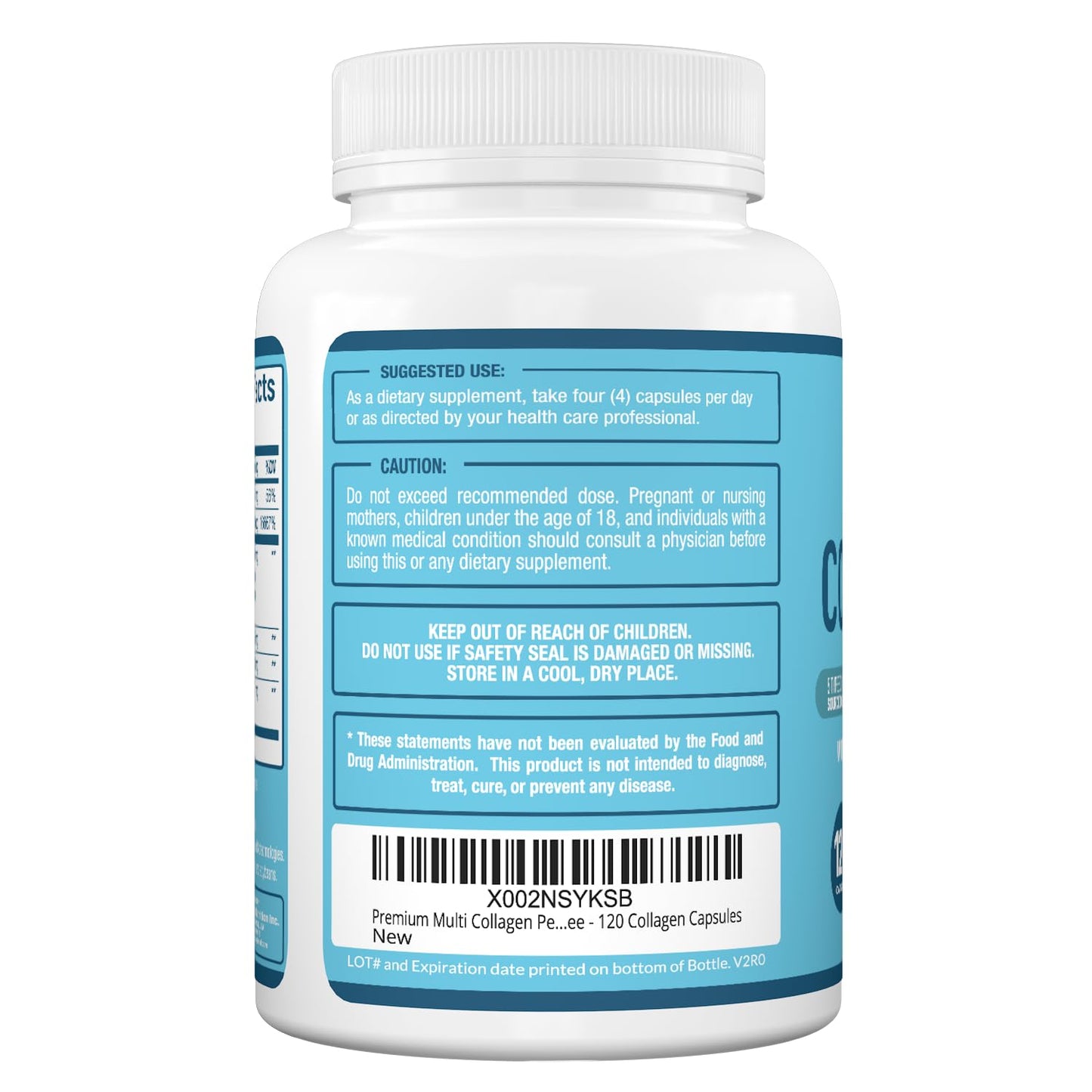 Purely Optimal Premium Multi Collagen Peptides (Types I, II, II, V, X) Capsules 120