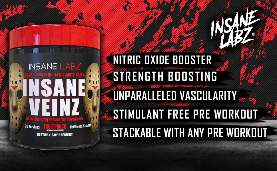 Insane Labz Psychotic and Insane Veinz Pre-Workout Stack Powder, 12.8 oz