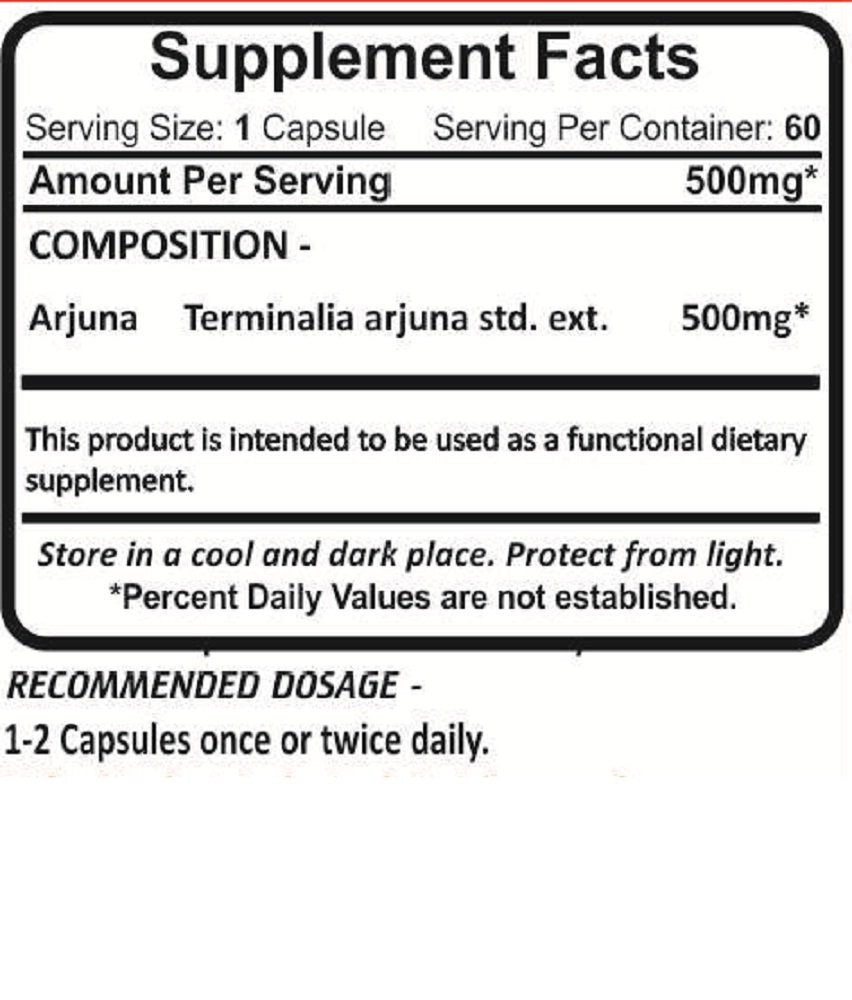 Planet Ayurveda Arjuna 500mg Veg Capsules, 2 Bottles