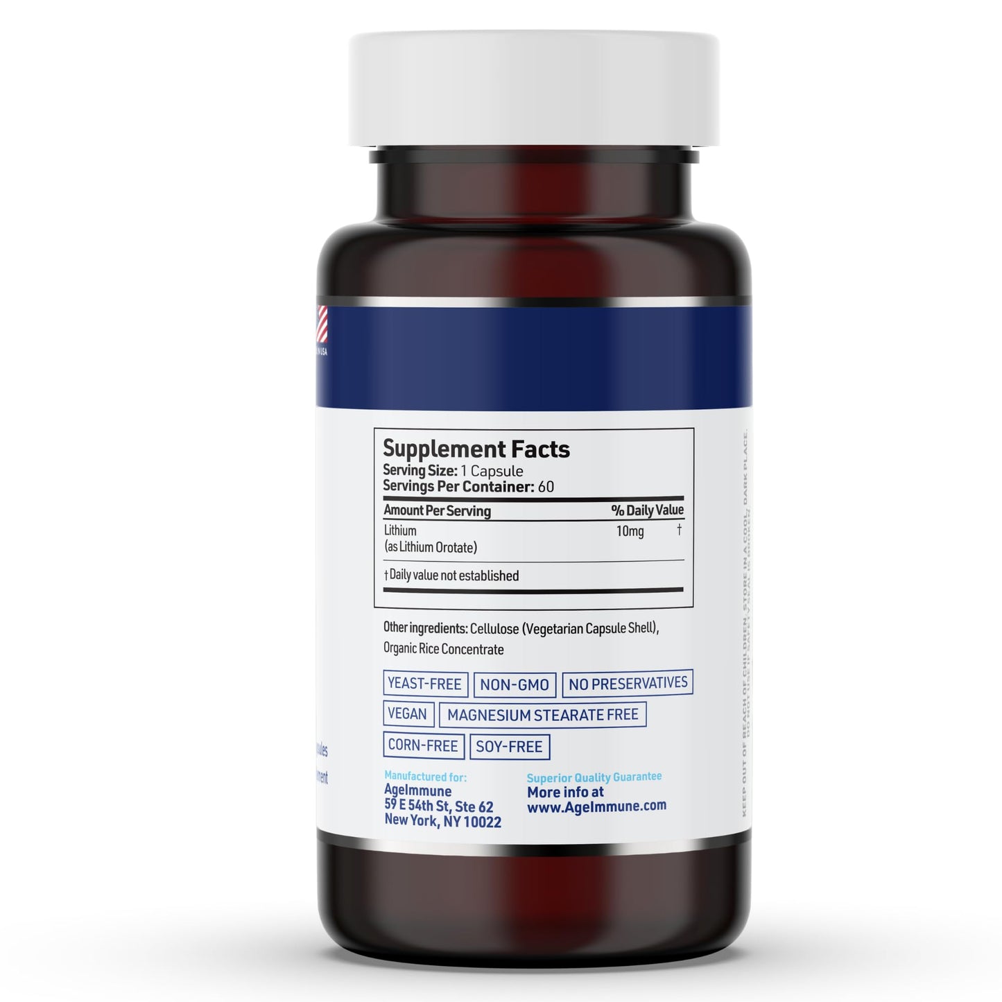 AgeImmune Lithium Orotate 10mg Capsule, 60 Count