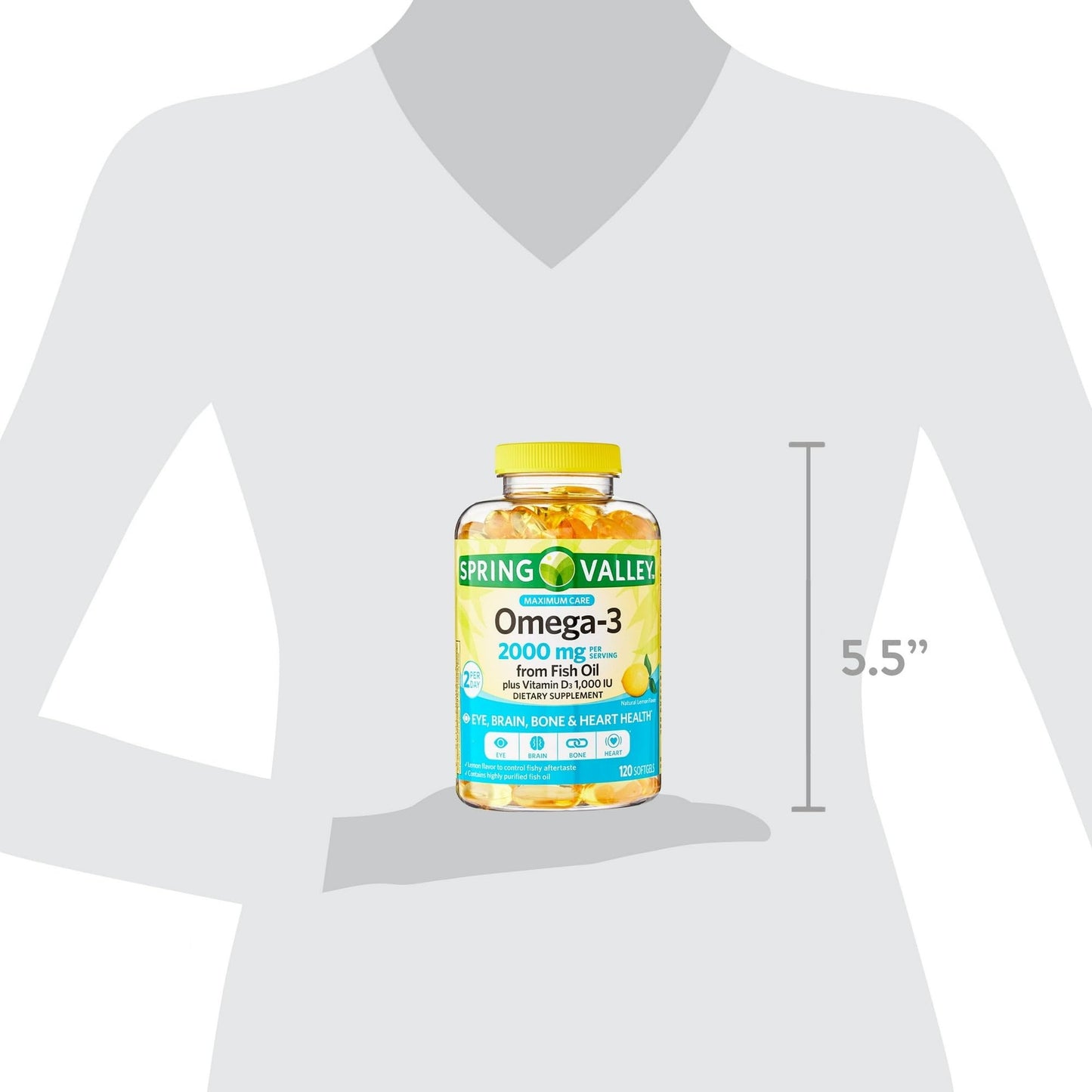 BASKETGOODS Omega-3 Fish Oil 2000 mg Softgel 120 count