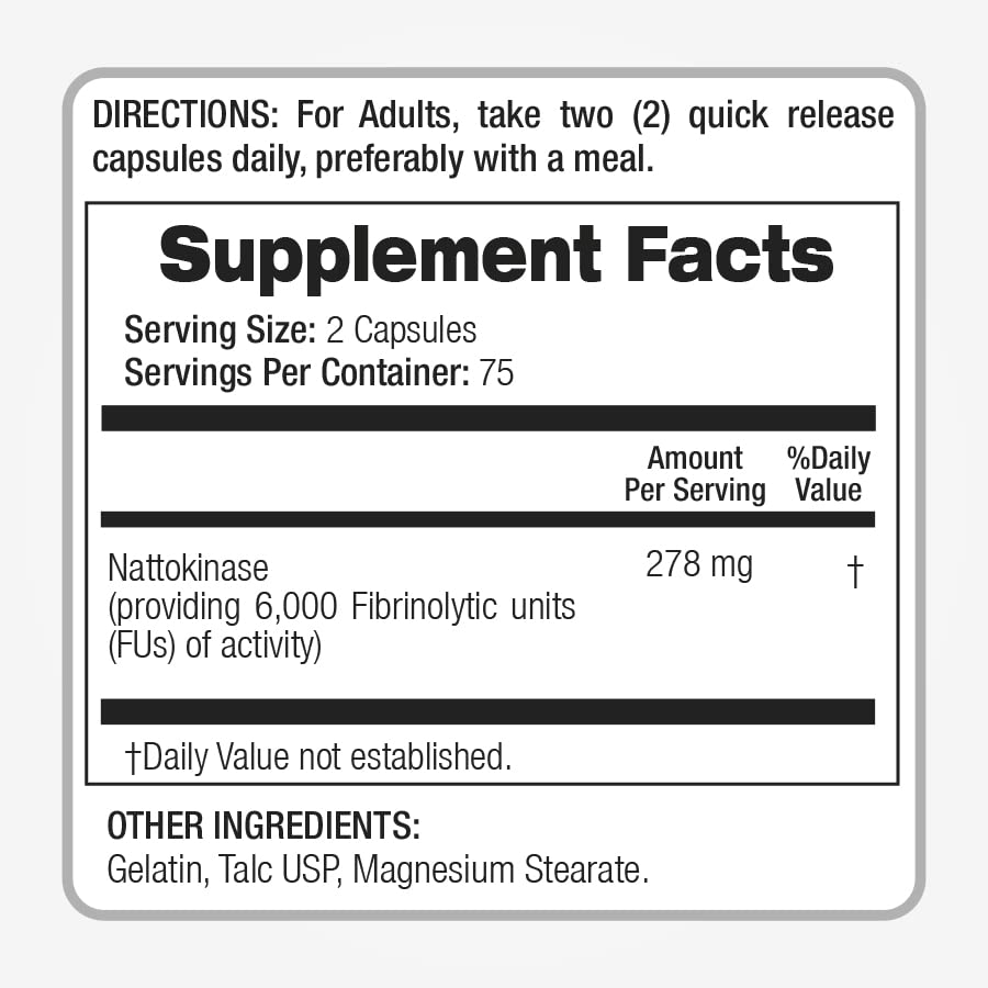 FITO MEDIC'S Lab Nattokinase Natto 6000 FU Enzyme, 150 Capsules