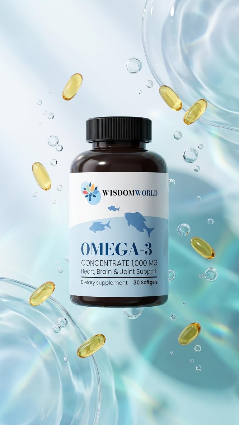 Wisdom World Omega-3 Fish Oil 1000 mg Softgels 30