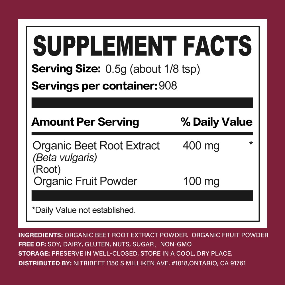 VEGEPEDIA Nitribeet Organic Beet Root Extract Powder, 1 Pound