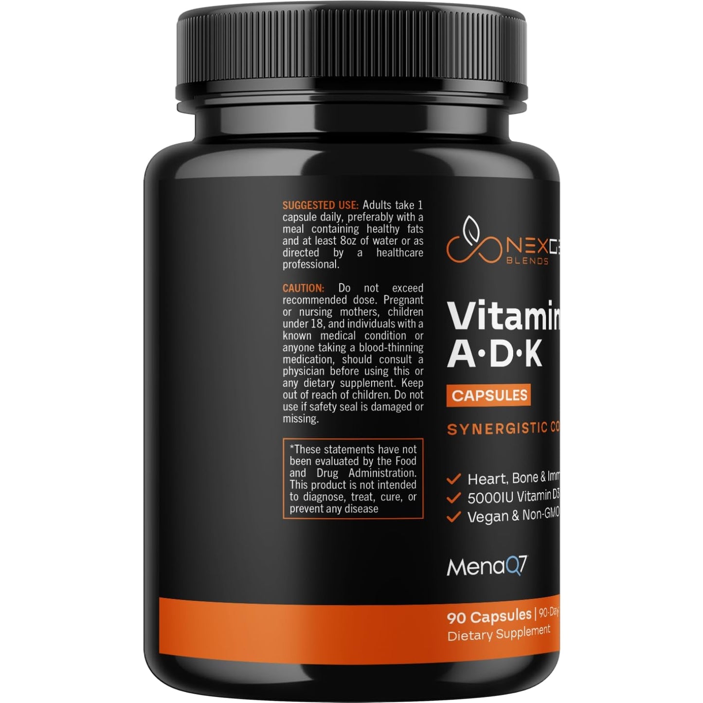 NEXGEN BLENDS High Absorption ADK Vitamin Supplement with D3 K2 MK7 & A, 90 Capsules