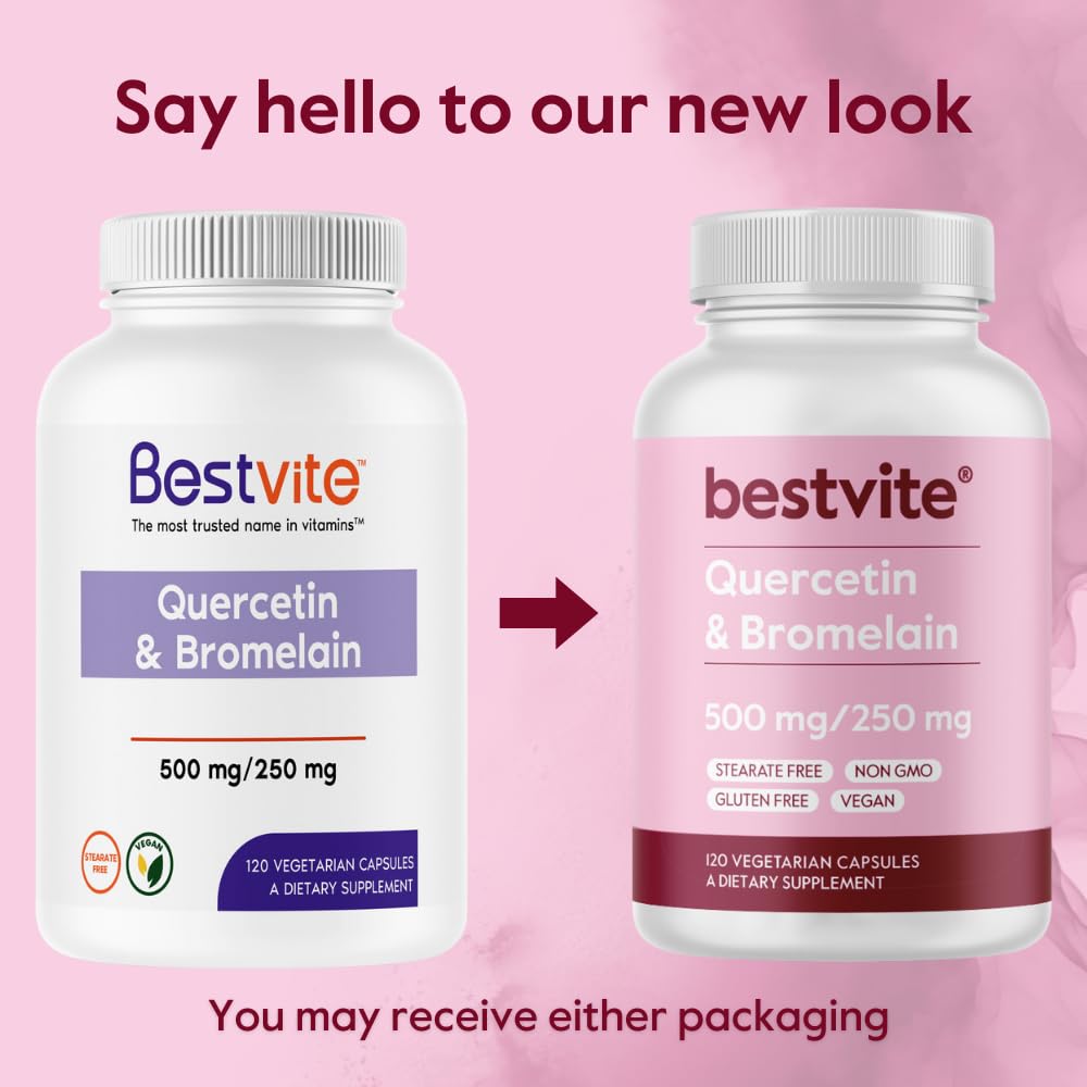 BESTVITE Quercetin with Bromelain 500mg/250mg Capsule, 120 Count