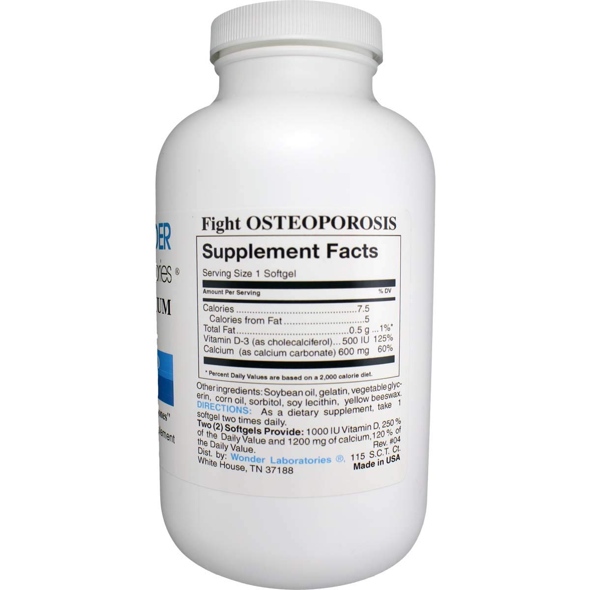 Wonder Laboratories Liquid Calcium Softgels with Vitamin D3 Super Potency Chewable 250
