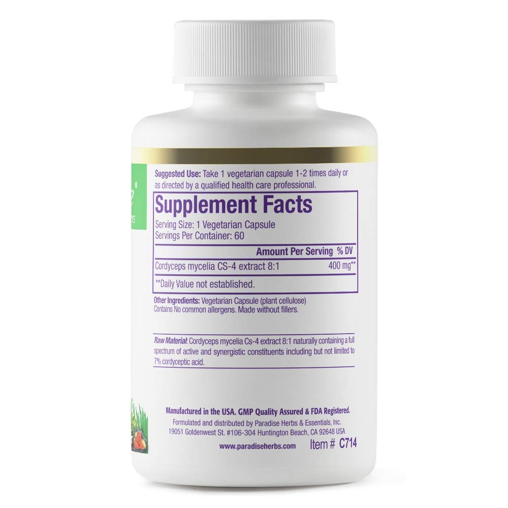 Paradise Herbs Cordyceps CS-4 Extract Capsule 60 Count