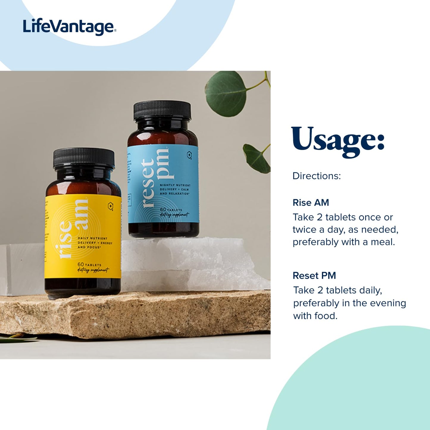 LifeVantage Rise AM & Reset PM System, 60 Tablets