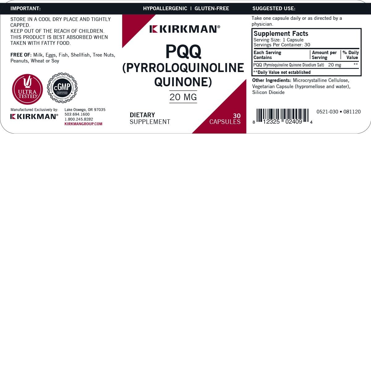 Kirkman PQQ Capsule 30 Count