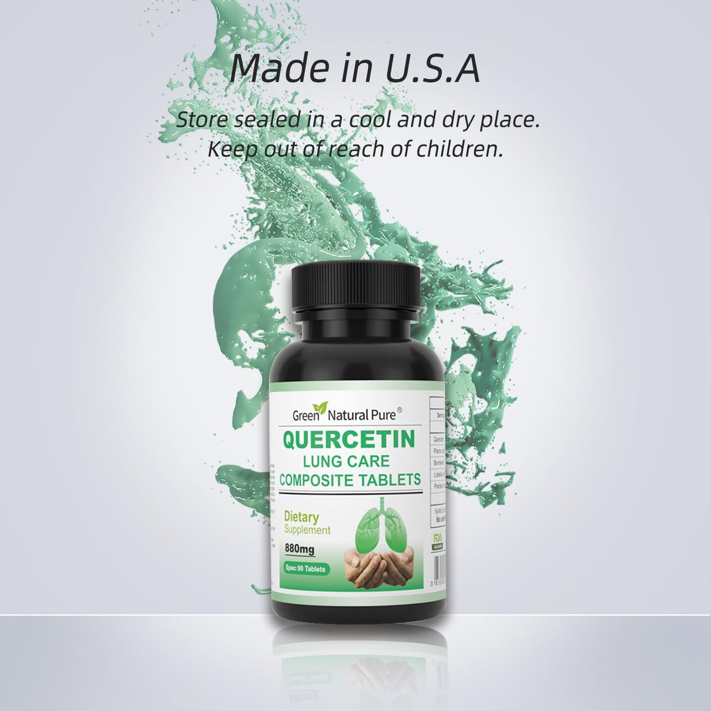 GREEN NATURAL PURE Quercetin Lung Care 880mg Highly Absorption Complex Food Support Supplement for Adult Capsule, 90 Capsules
