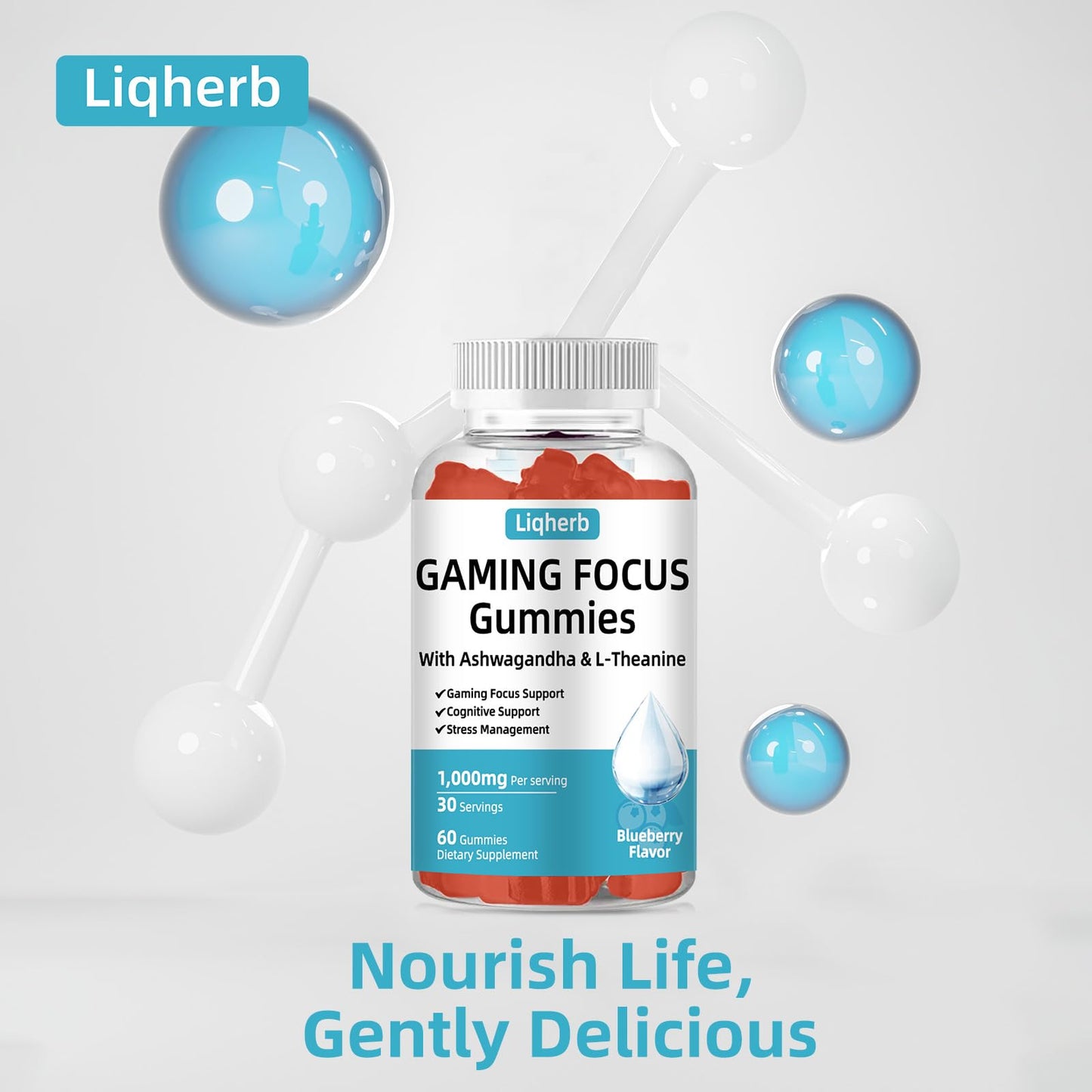 Liqherb Focus Gummy for Gaming, 60 Gummies