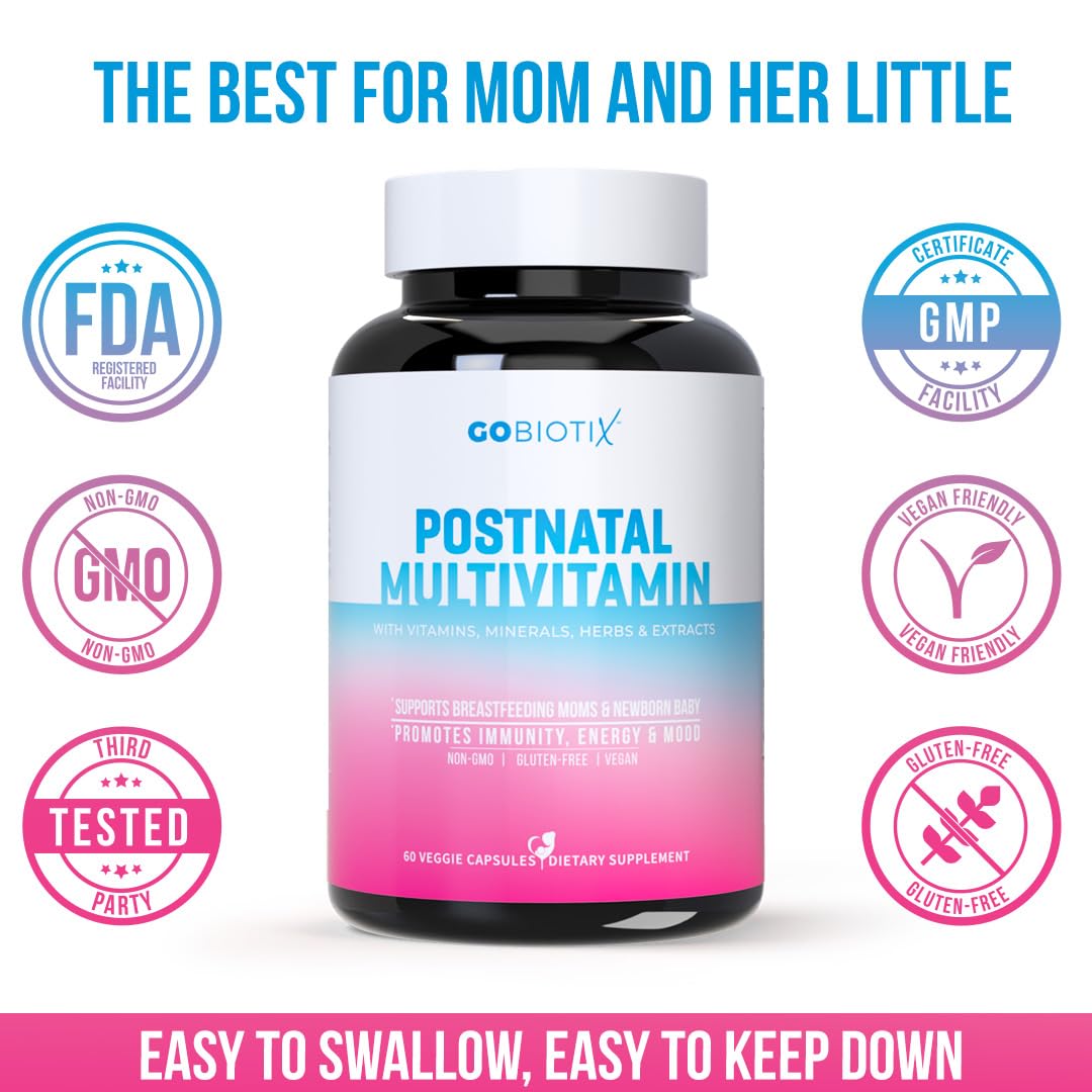 GOBIOTIX Postpartum Vitamins for Breastfeeding Moms 60 Capsules