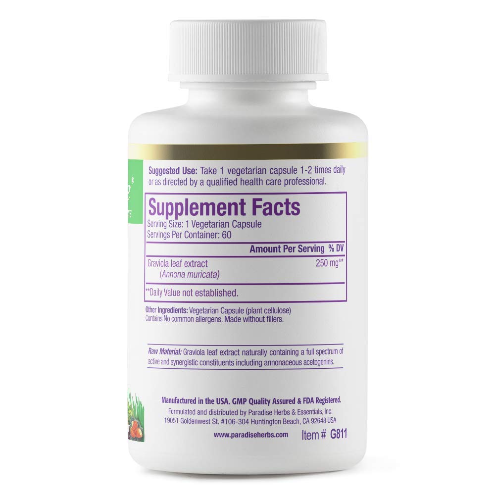 Paradise Herbs Graviola Leaf Extract Capsules, 60 Count