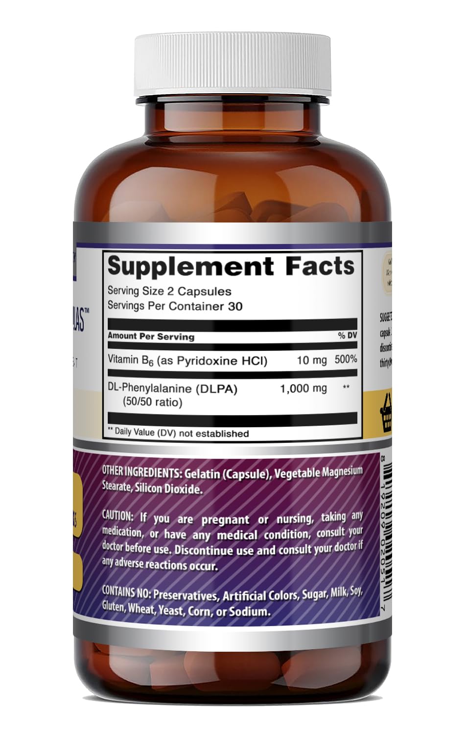Amazing Nutrition DLPA (DL-Phenylalanine) Supplement Capsule, 60 Count