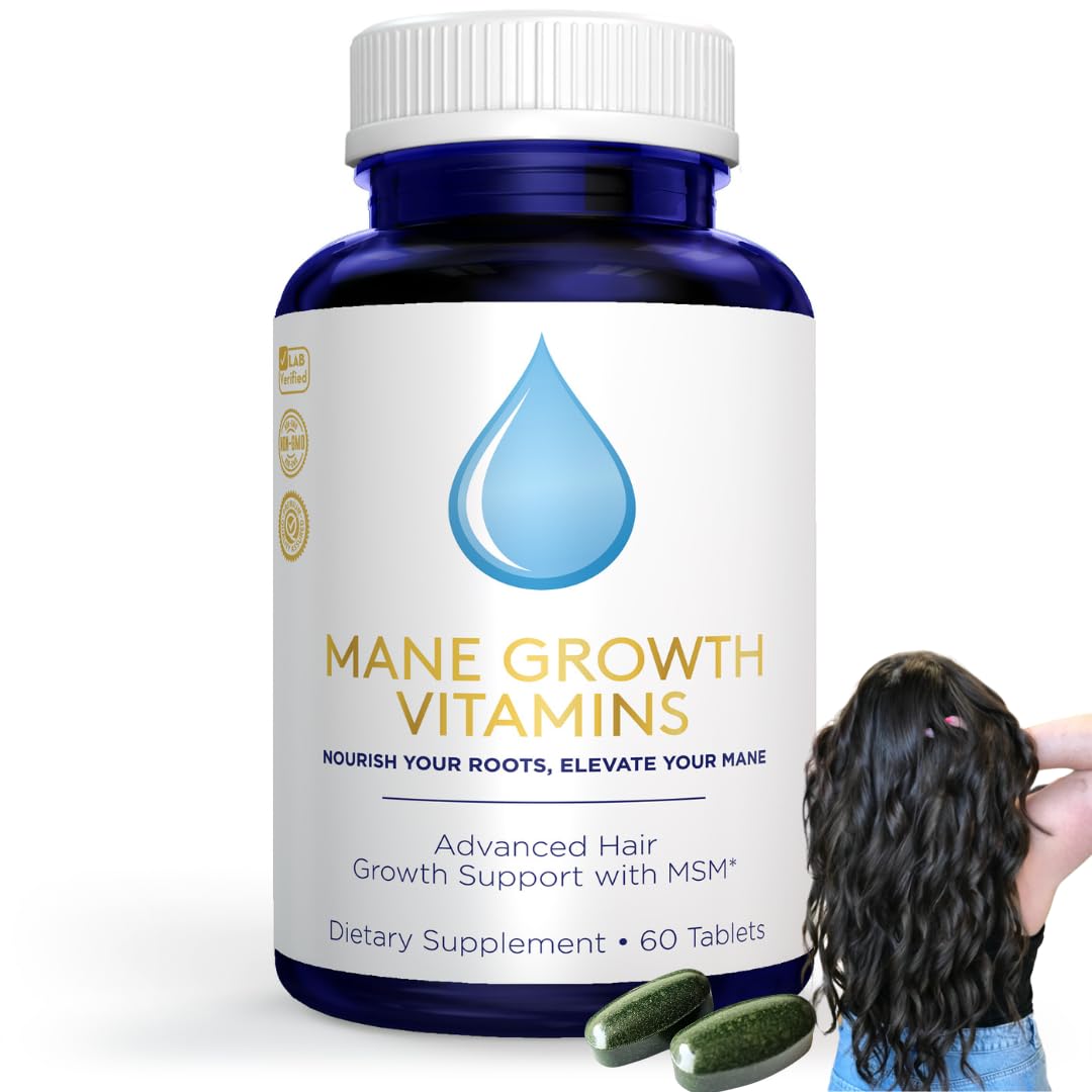 Mane Growth Hair Vitamins - All Natural MSM Biotin Vitamins for Women & Men - Supports Healthy Hair Growth - 60 Tablets