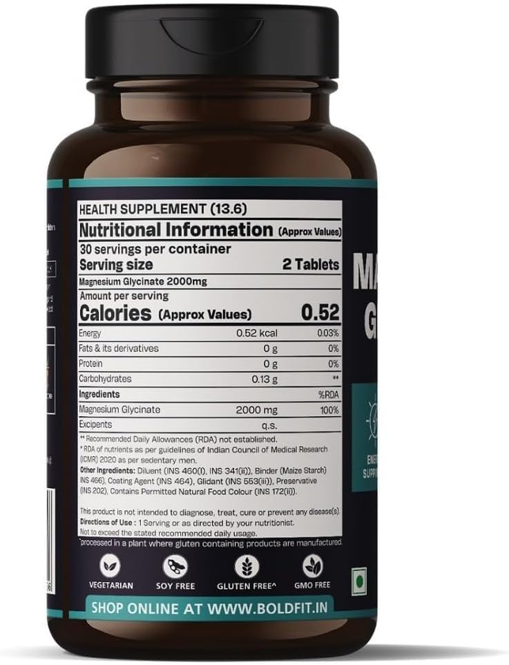 Generic Magnesium Glycinate Capsule 2000mg Per Serving, 60 Capsules