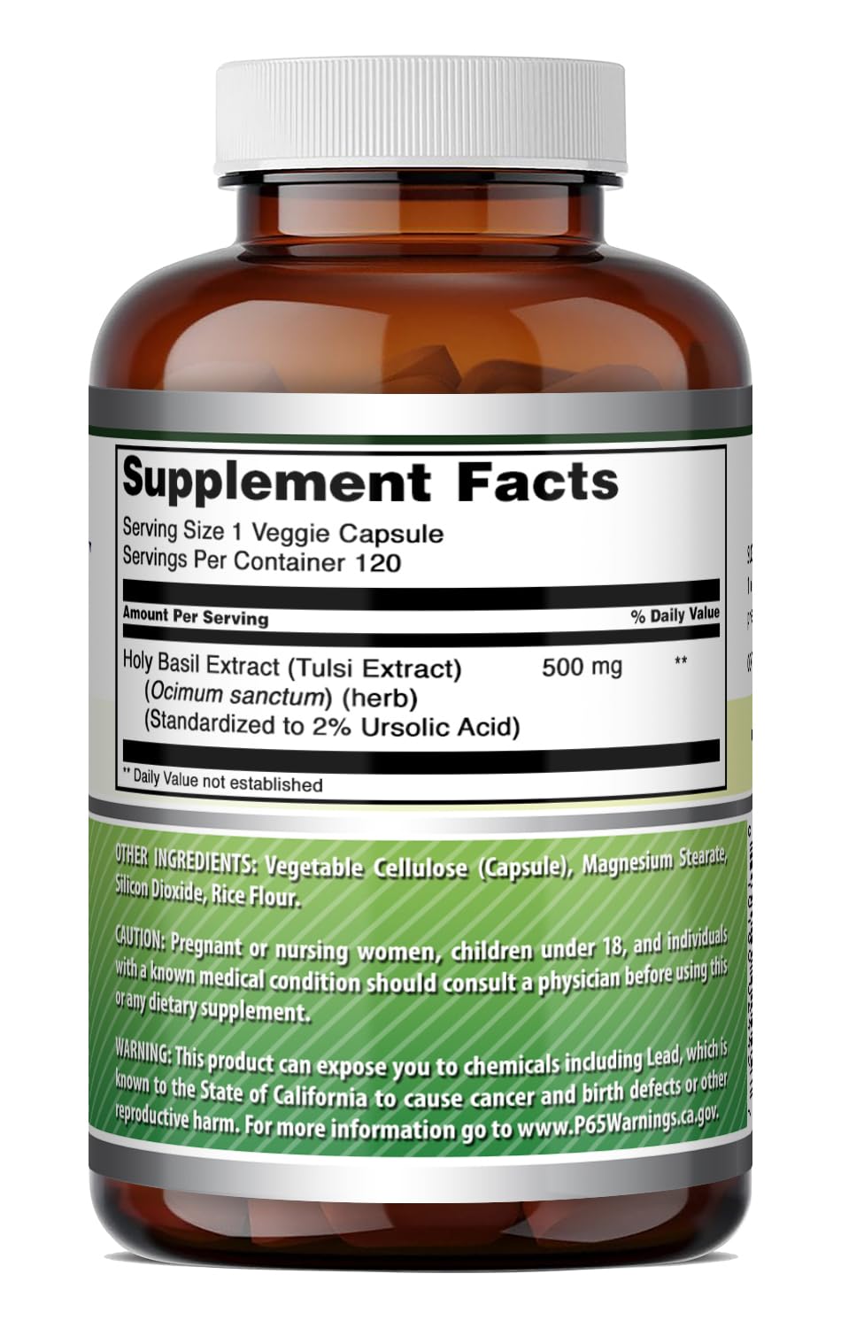 Amazing Nutrition Holy Basil Extract 4:1 Supplement Capsules 120 Count