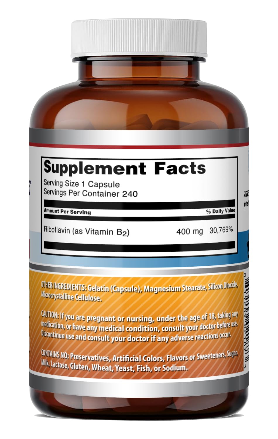 Amazing Nutrition Riboflavin 400 mg Capsules, 240 Count