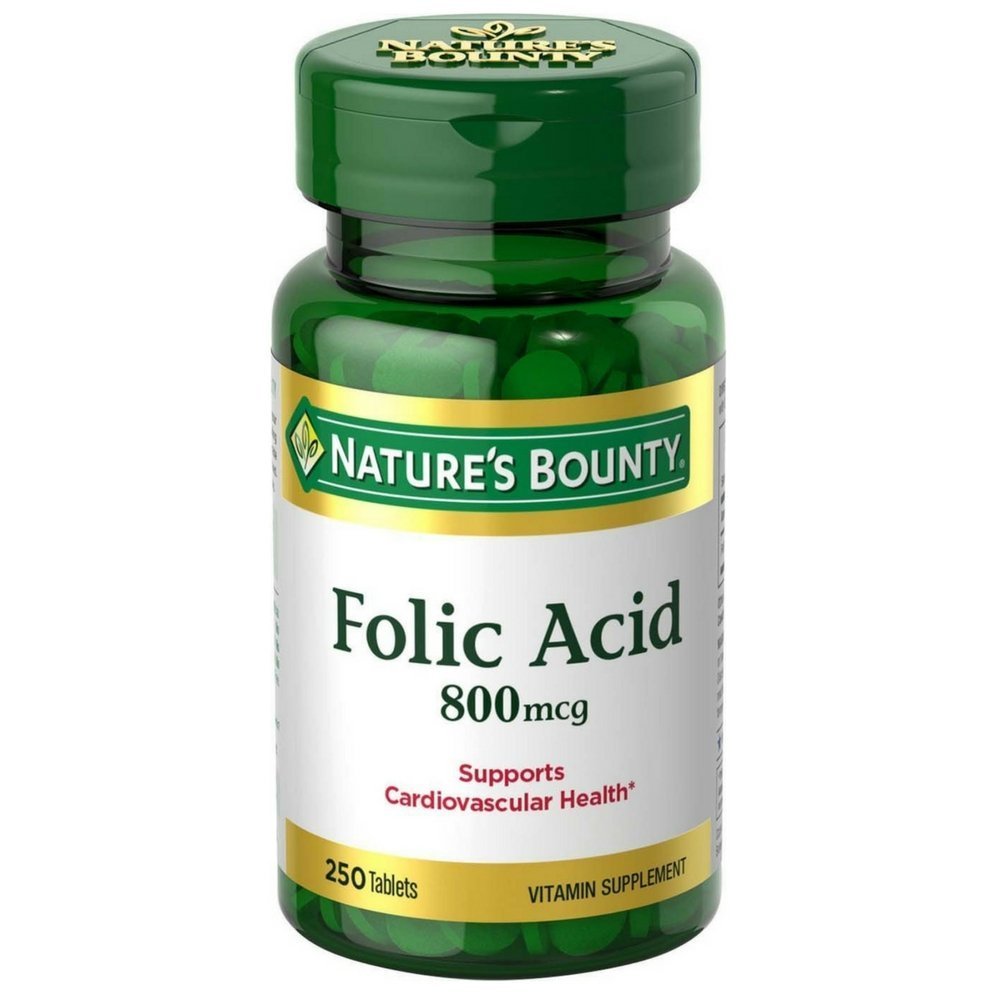 Nature's Bounty Folic Acid 800 mcg Maximum Strength, 1000 Tablets
