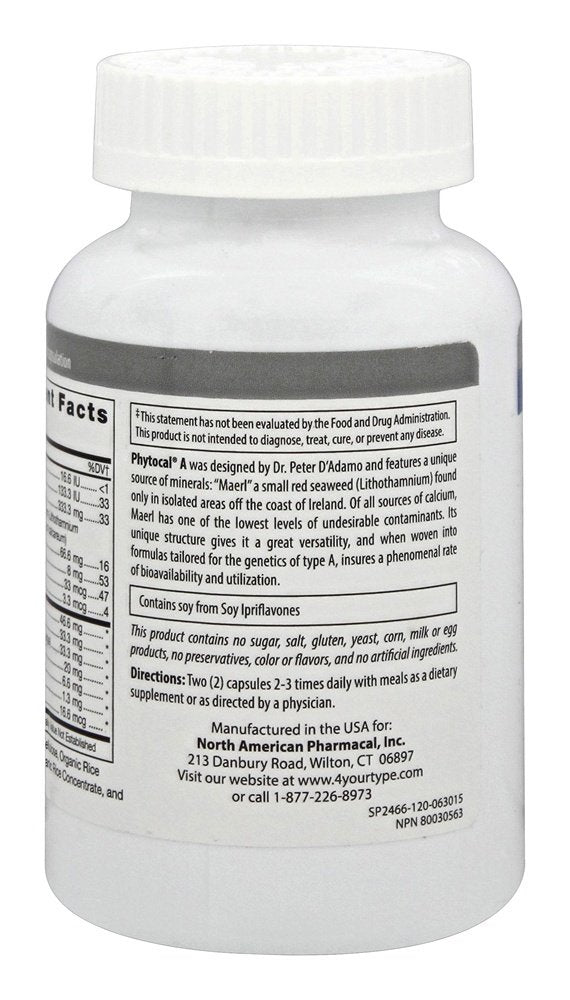 D'Adamo Personalized Nutrition Phytocal A 120 Capsules