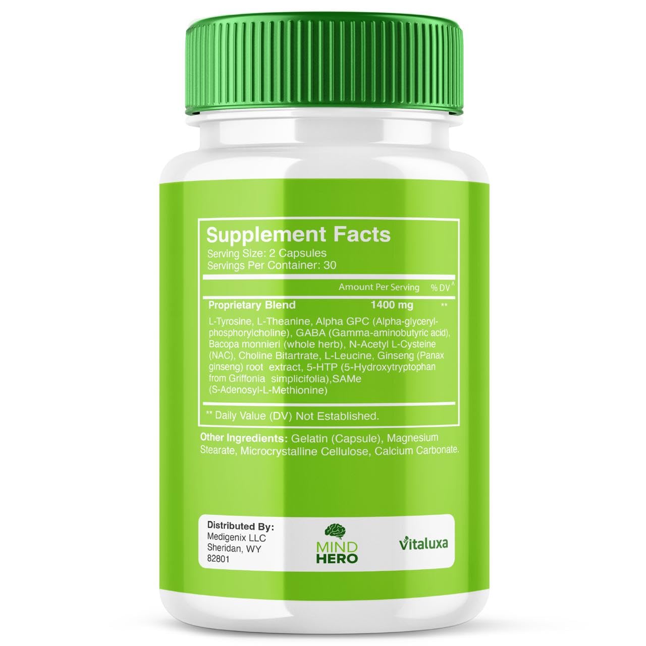 Vitaluxa Mind Hero Brain Supplement Capsules 180