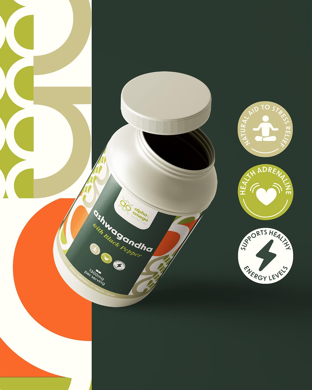 Alpha & Omega Nutrition Ashwagandha 650mg with Black Pepper Extract Capsule, 120 Capsules