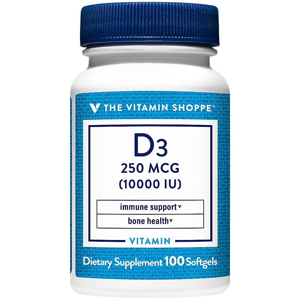 The Vitamin Shoppe Vitamin D3 10,000 IU Softgel, 100 Softgels