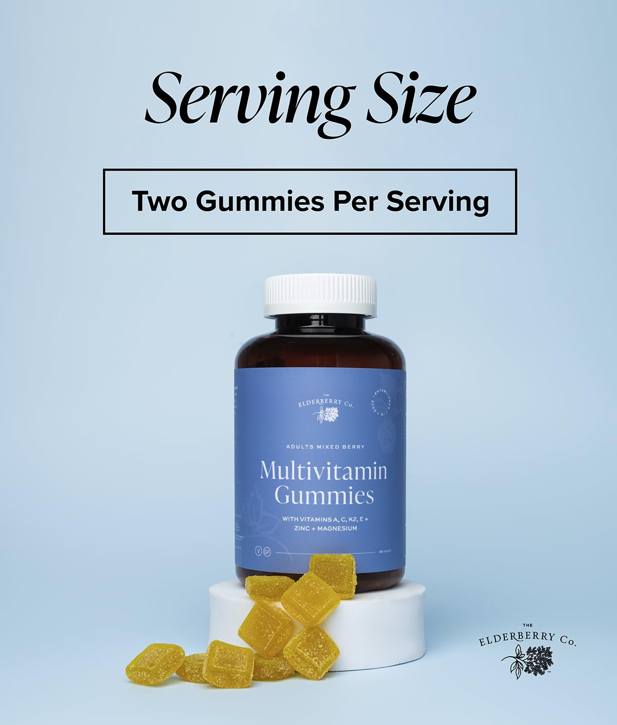 The Elderberry Co. Adult Multivitamin Gummies with Vitamins A, B, E, K2 and Zinc, 60 Count
