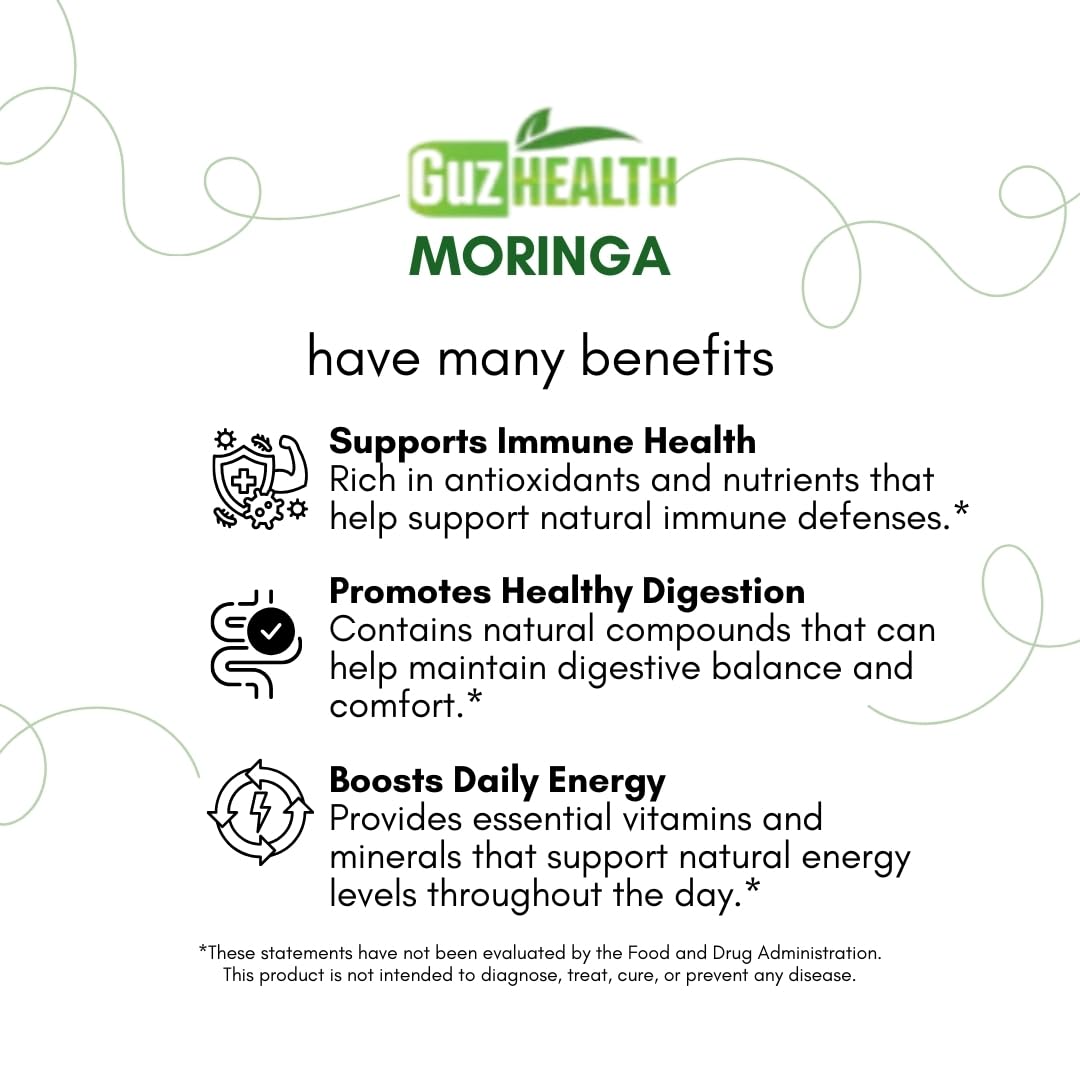 GuzHealth Moringa Oleifera 2000mg Capsules, 120 Count