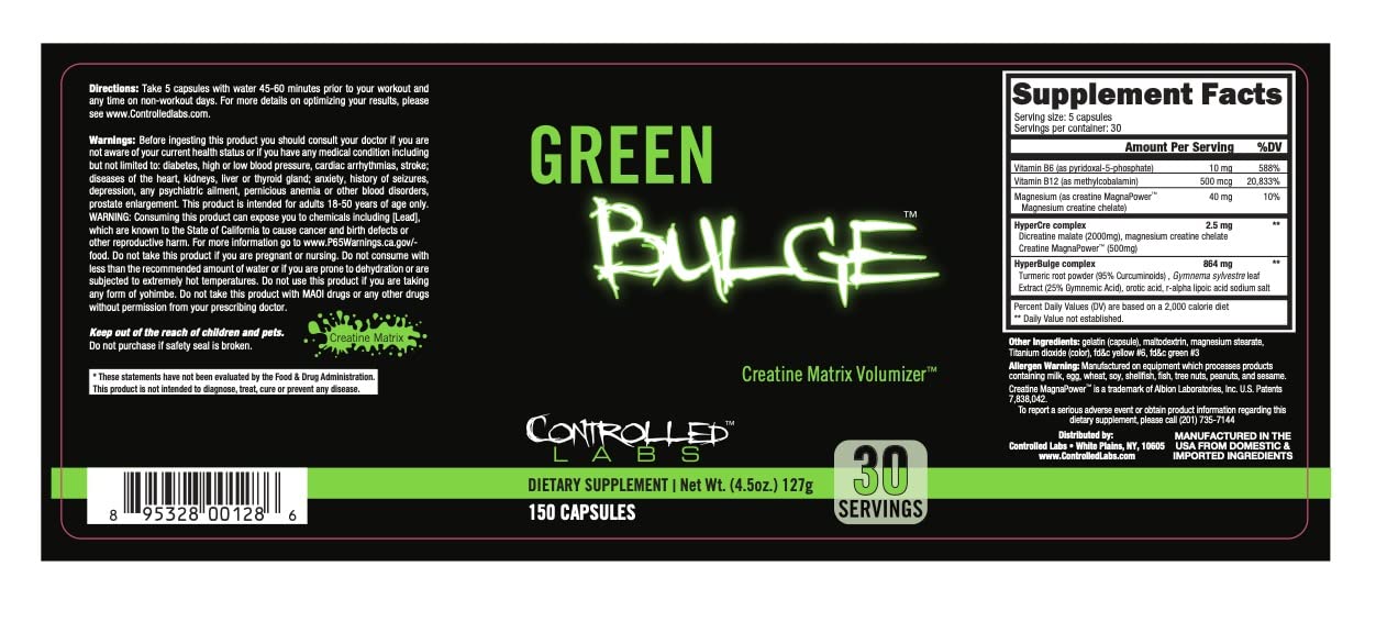 Controlled Labs Green Bulge Capsule, 150 Count