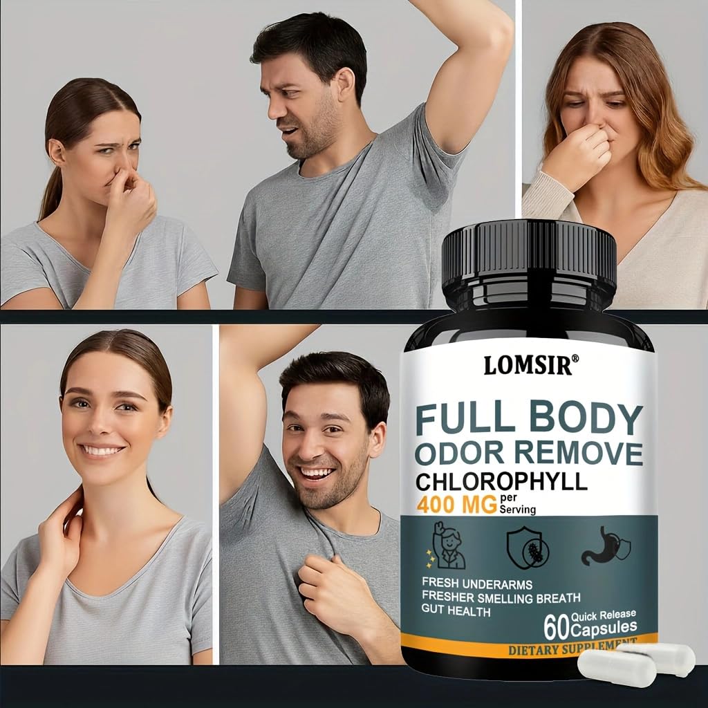 LOMSIR Body Deodorizing Chlorophyll Capsules, 60 Count