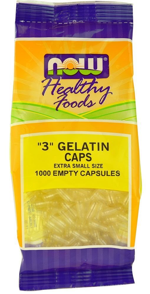 NOW Foods Gelatin Empty Capsules '3' Size (Extra Small) Capsule, 1000 Gelcaps