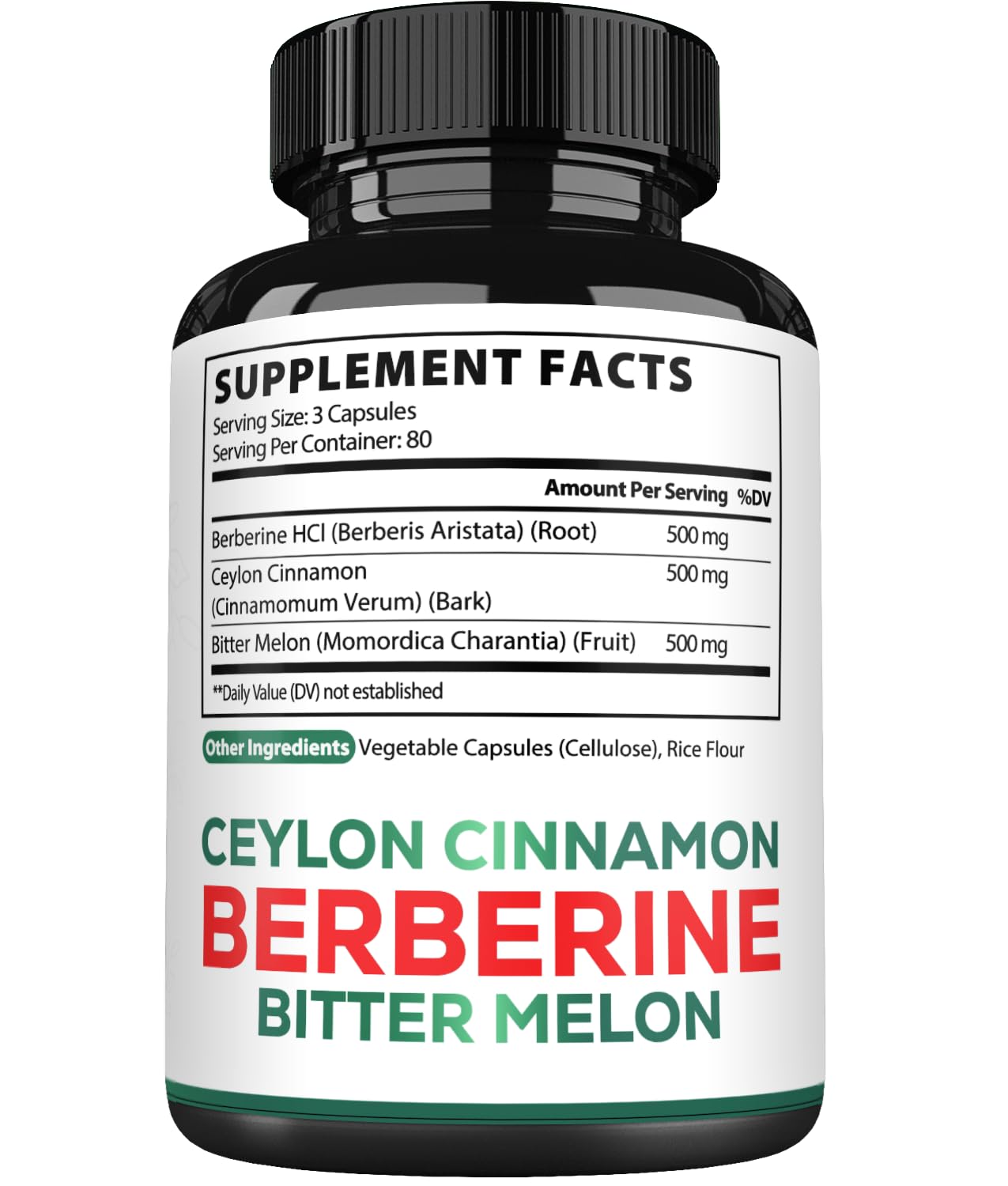 Satoomi Berberine 1500mg Supplement with Organic Ceylon Cinnamon Bark & Bitter Melon, 240 Capsules