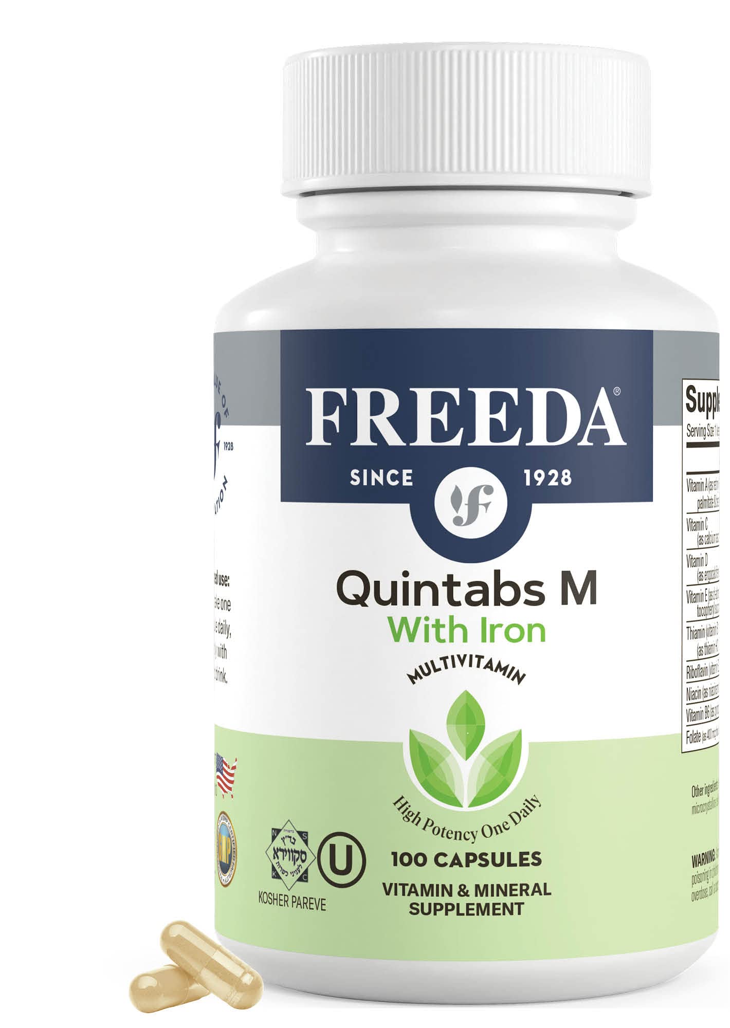 FREEDA Multivitamin Quintabs-M with Iron Capsules, 100 Count