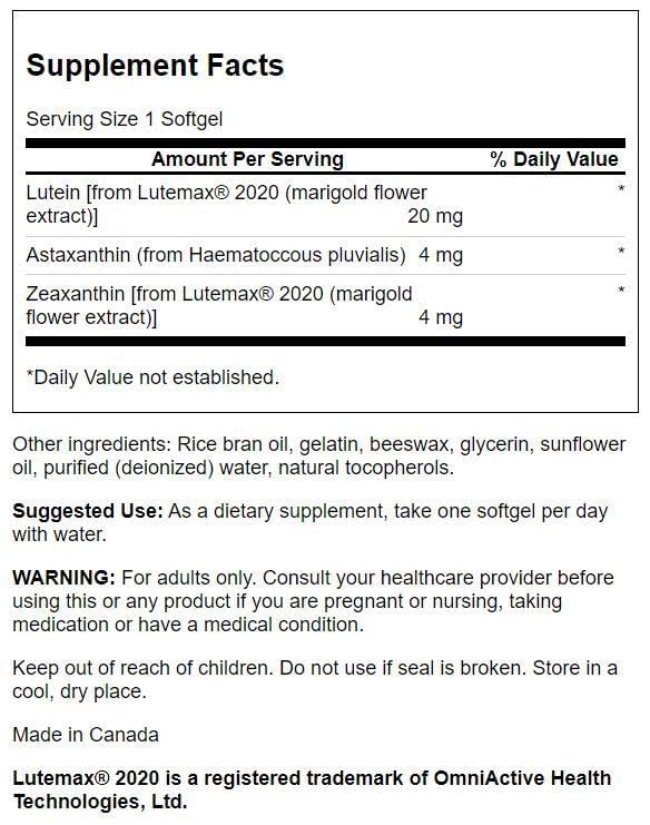 Swanson Ultimate Ocular Antioxidant Softgels, 30 Count