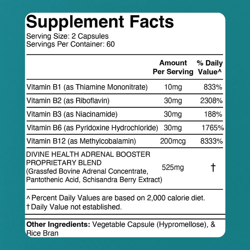 Divine Health Dr. Colbert, MD Adrenal Booster Capsule, 120 Capsules