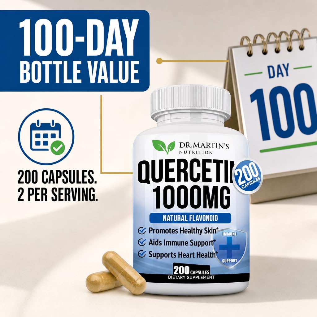 DR. MARTIN'S NUTRITION Quercetin 1000mg Capsules, 200 Count