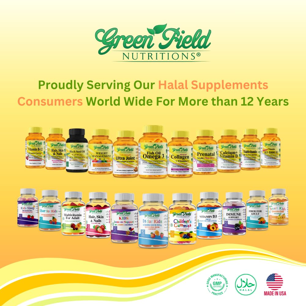 GREEN FIELD NUTRITIONS Halal Black Seed Oil (Nigella Sativa) Vegetarian Liquid Capsules, 90 Count