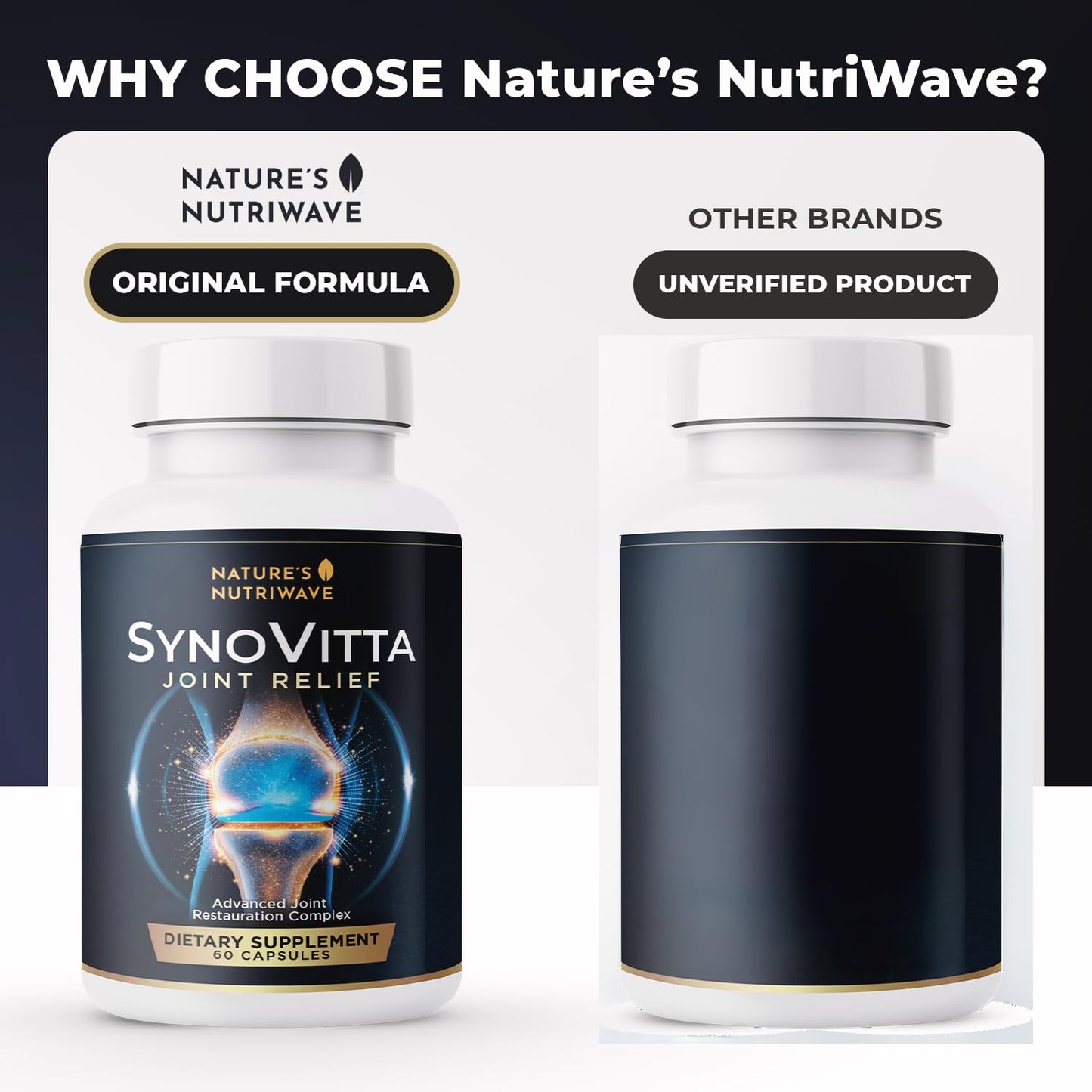 Nature’s NutriWave SynoVitta Natural Joint Support Supplement with MSM, Glucosamine, Turmeric & Boswellia 60 Capsules