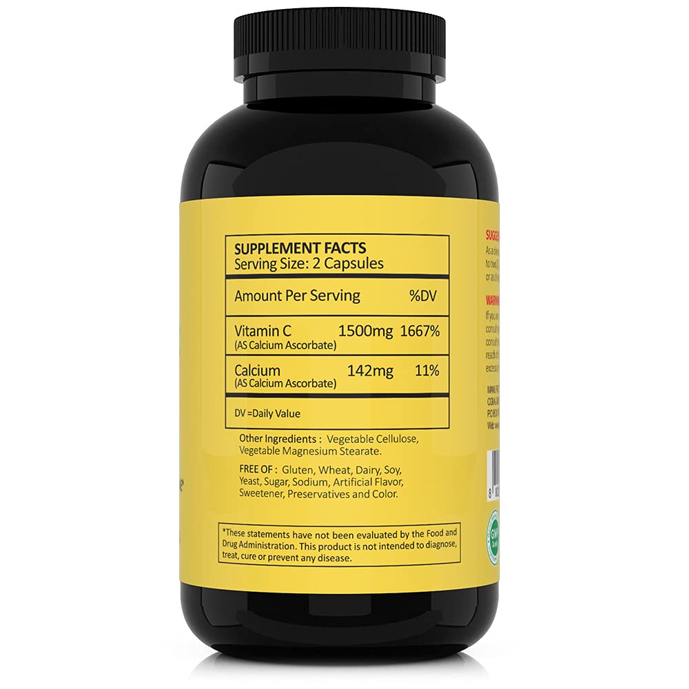 CGMLABS Non-Acidic Vitamin C 1500mg with Calcium Capsules 100