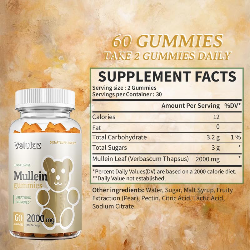 velulaz Mullein Gummies, 60 Count