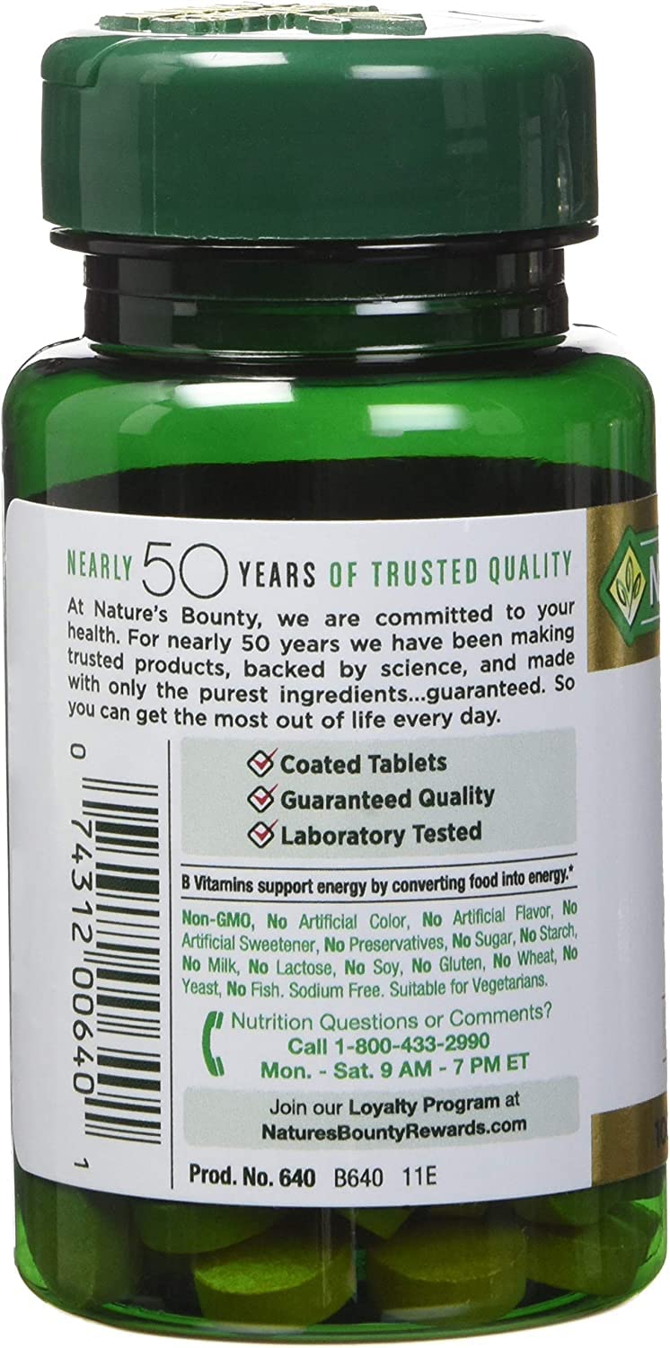Nature's Bounty Vitamin B-2 100 mg Tablet, 500 Count